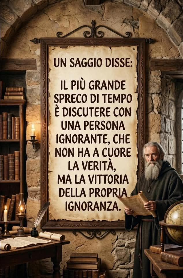 Un saggio disse: il più grande spreco di tempo è discutere con una persona ignorante, che non ha a cuore la verità, ma la vittoria della propria ignoranza.